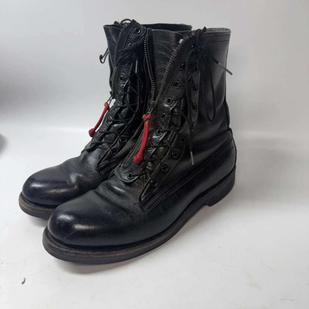 Vtg Addison Shoe Co Biltrite *Read * Zip Tongue Combat Boot  Asymmetric 8D